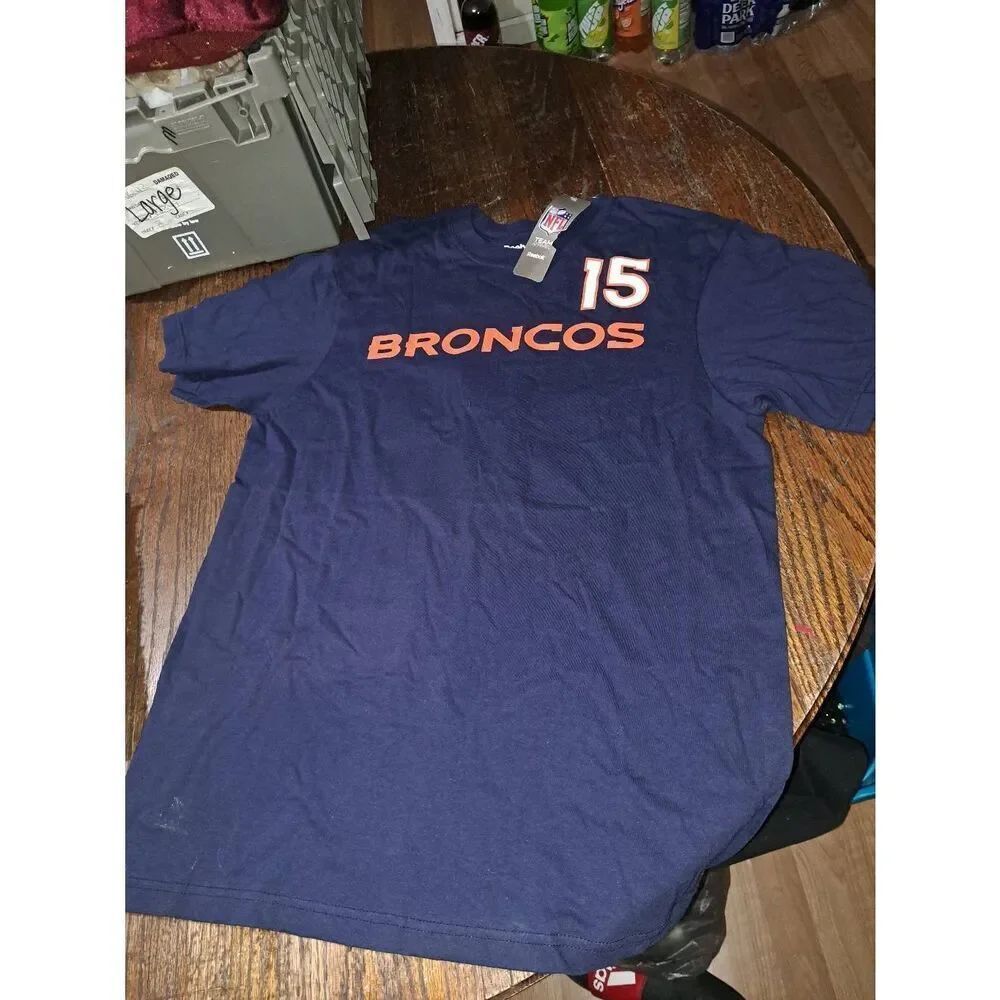 New Large NFL Reebok Game Gear Denver Broncos 15 Tebow Short Sleeve Tee TShirt